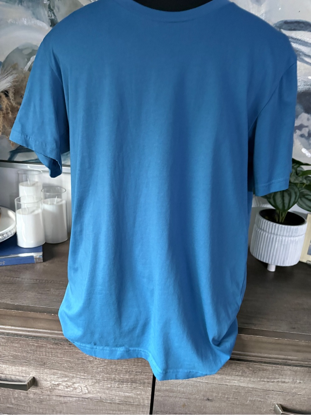 Uniqlo, Men's Blue Crew Neck T-Shirt